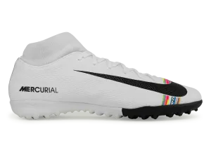 Nike Men's Mercurial Superfly 6 Academy Turf Soccer Shoes White/Black/Pure Platinum