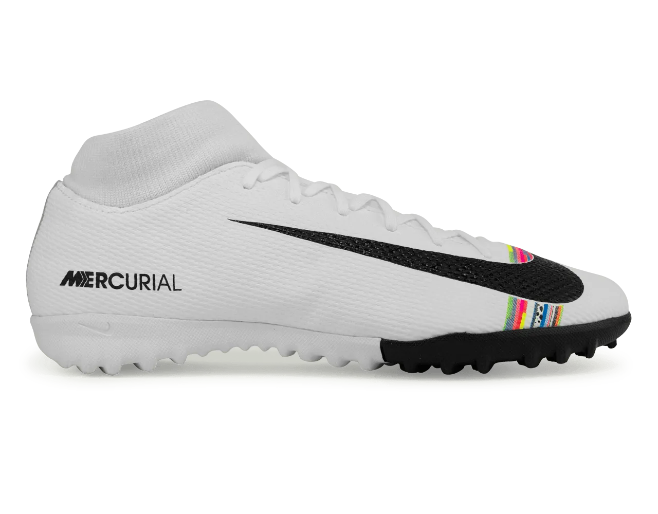 Nike Men's Mercurial Superfly 6 Academy Turf Soccer Shoes White/Black/Pure Platinum