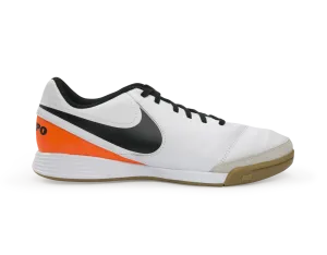 Nike Men's Tiempo Genio II Leather Indoor Soccer Shoes White/Black/Total Orange