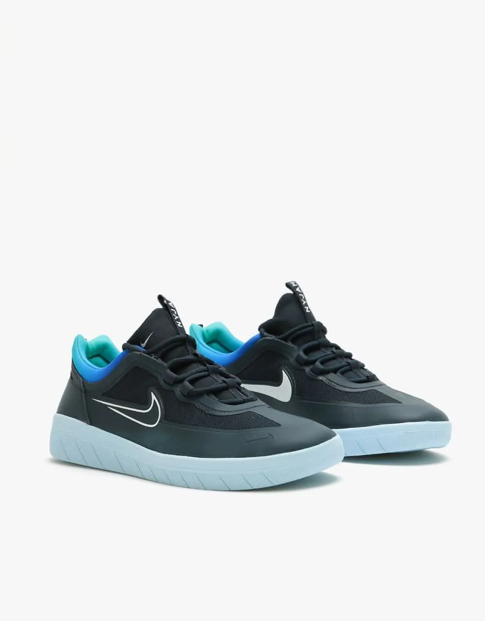 Nike SB Nyjah Free 2.0 T Skate Shoes - Dark Obsidian/White-Hyper Jade