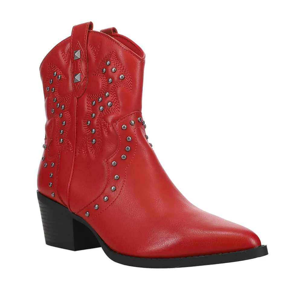 Nowhere Burnished Studded Cowboy Booties