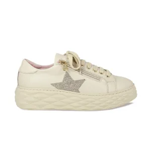 Petra Star: Cream Leather & Glitter