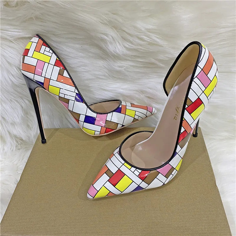 Piet Mondrian Grid High Heels Stiletto Pumps