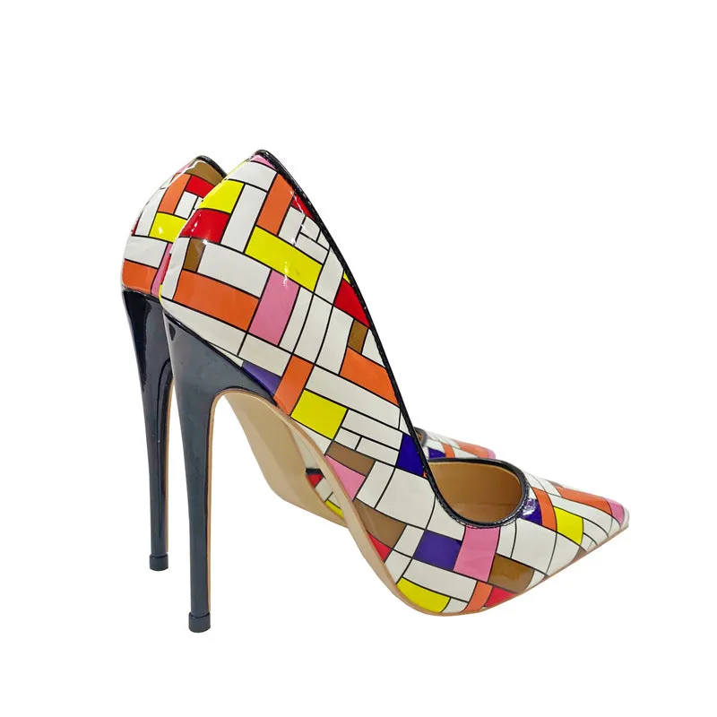 Piet Mondrian Grid High Heels Stiletto Pumps