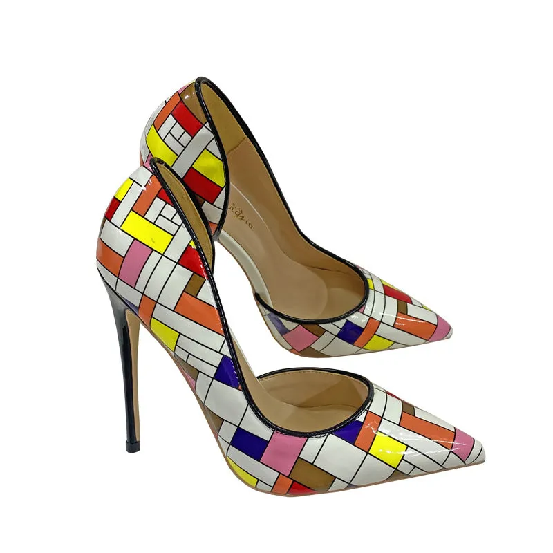 Piet Mondrian Grid High Heels Stiletto Pumps