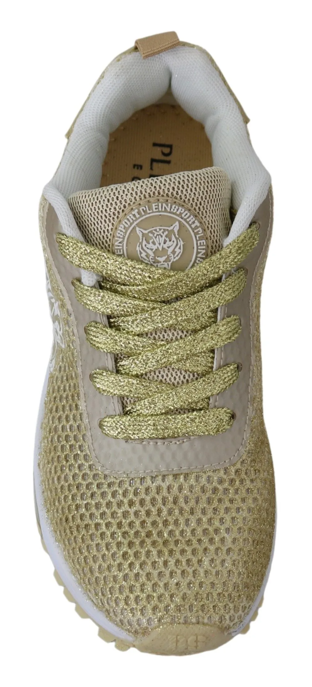 Plein Sport Exquisite Gold Polyester Sport Sneakers