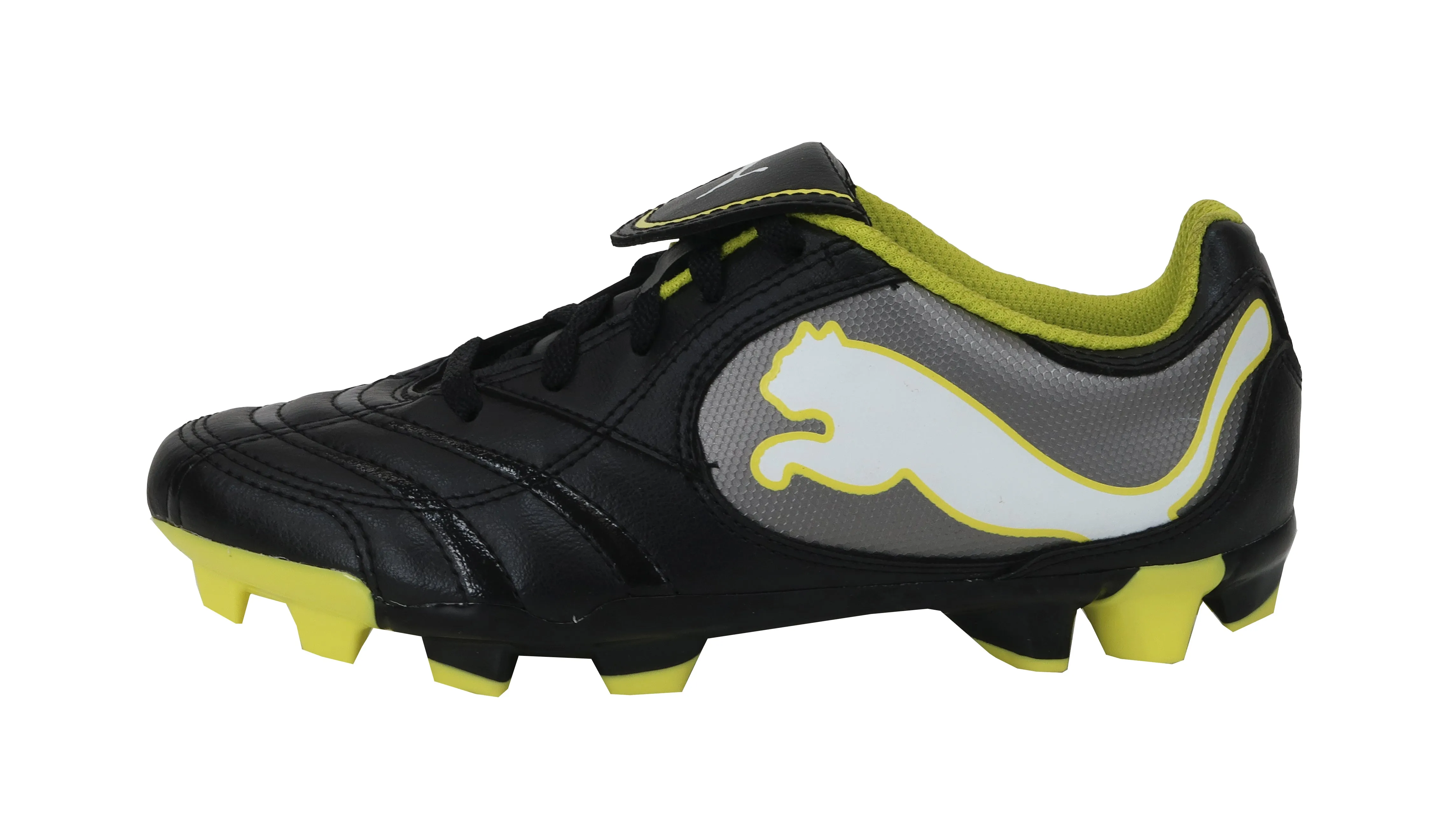 Puma Big Kids Power Cat Black/Fluo Yellow Soccer Cleats