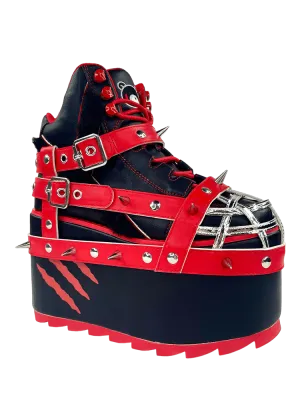 QOZMO BONDAGE GLOOMY BEAR BLACK/RED PLATFORM SNEAKERS