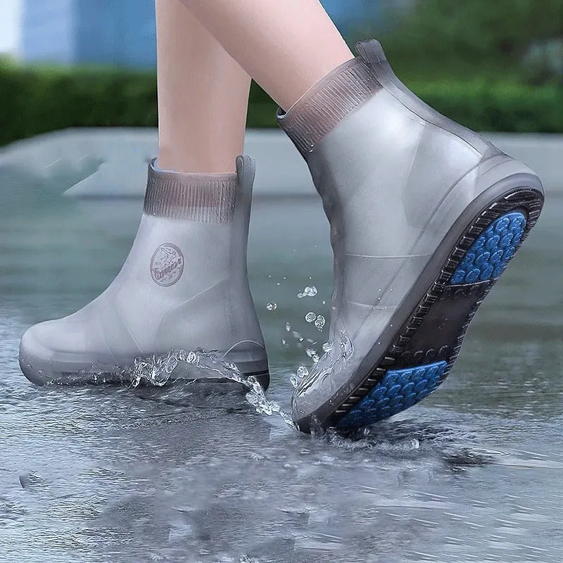 Rain Boots Cover Silicone Rain Boots Waterproof Shoe Cover Children Rainy Day Outdoor Rain Boots High Tube Thickened Non-slip