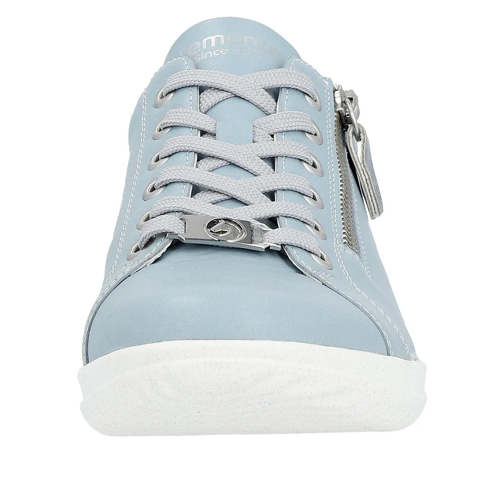 Remonte D1E03-10 Ladies Light Blue Leather Zip & Lace ShoesO