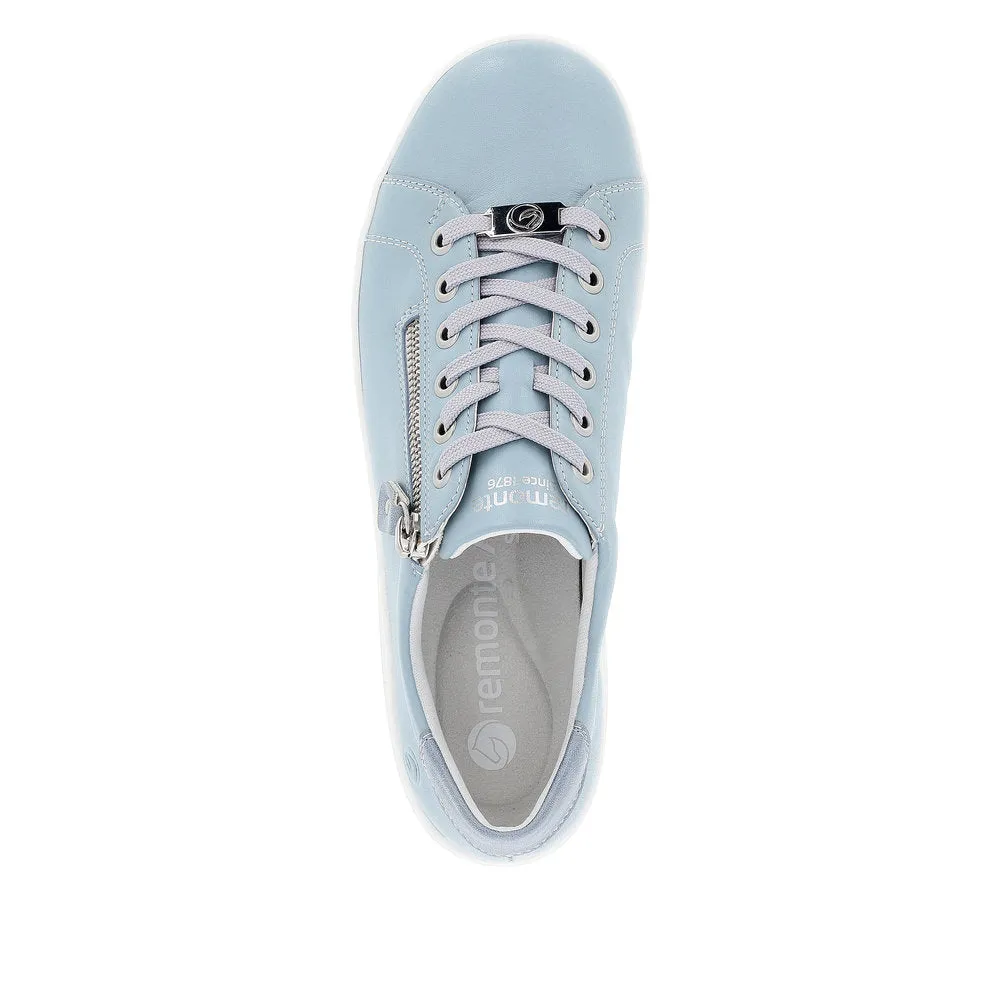 Remonte D1E03-10 Ladies Light Blue Leather Zip & Lace ShoesO