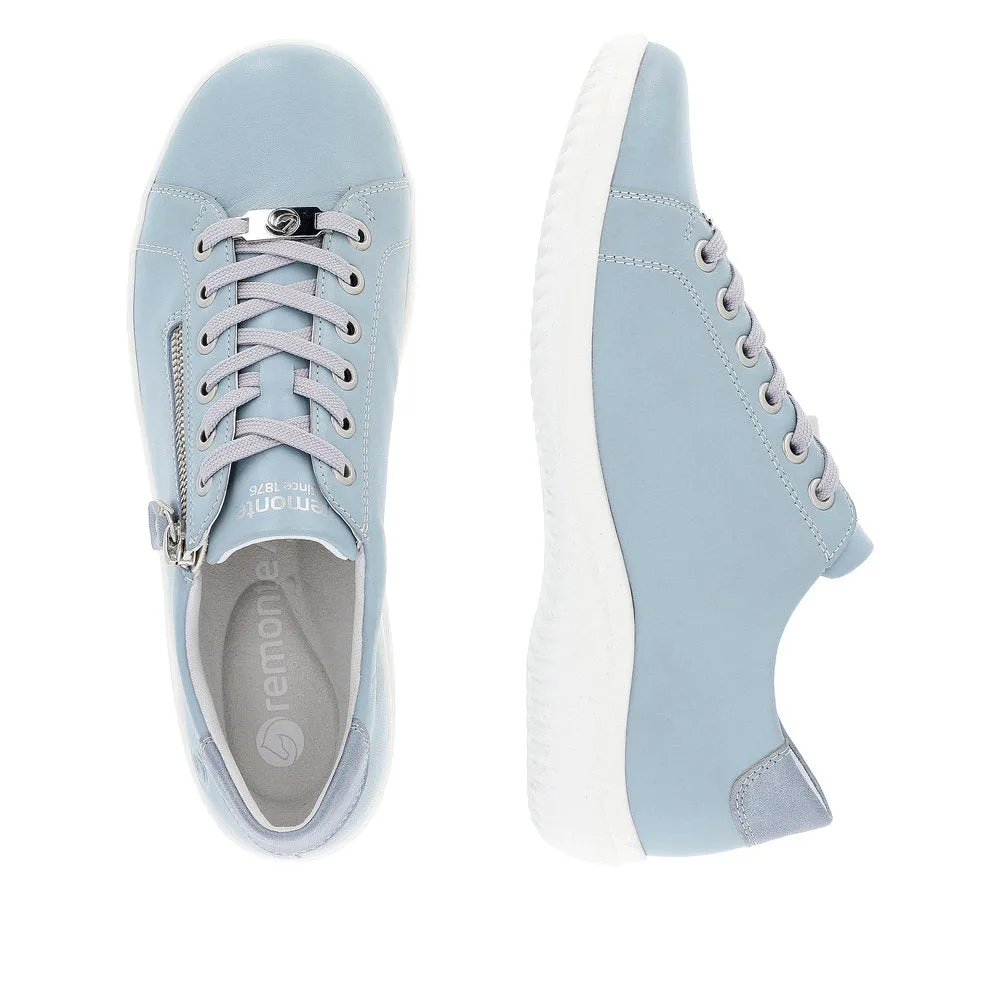 Remonte D1E03-10 Ladies Light Blue Leather Zip & Lace ShoesO