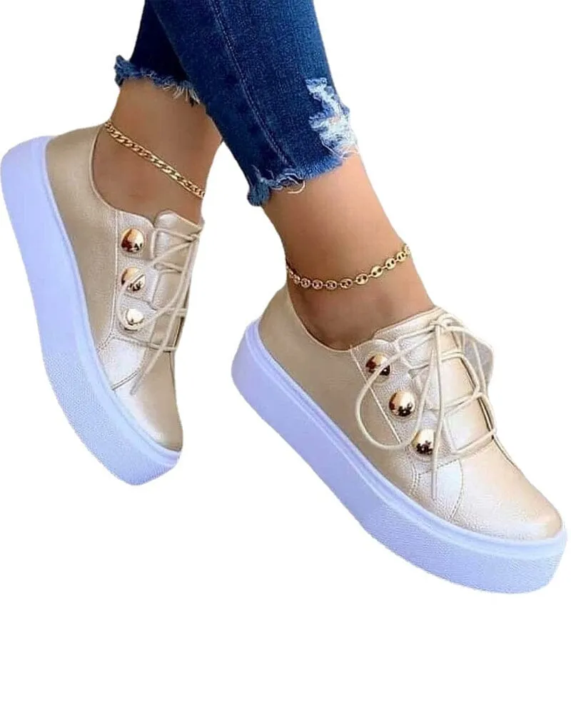 Round Toe Platform Casual Shoes