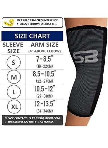 SB SOX Compression Elbow Brace (Pair) – Great Support That Stays in Place – for Tennis Elbow, Tendonitis, Arthritis, Golfers Elbow – Perfect for Weightlifting, Sports, Any Use (Black/Gray, Large)