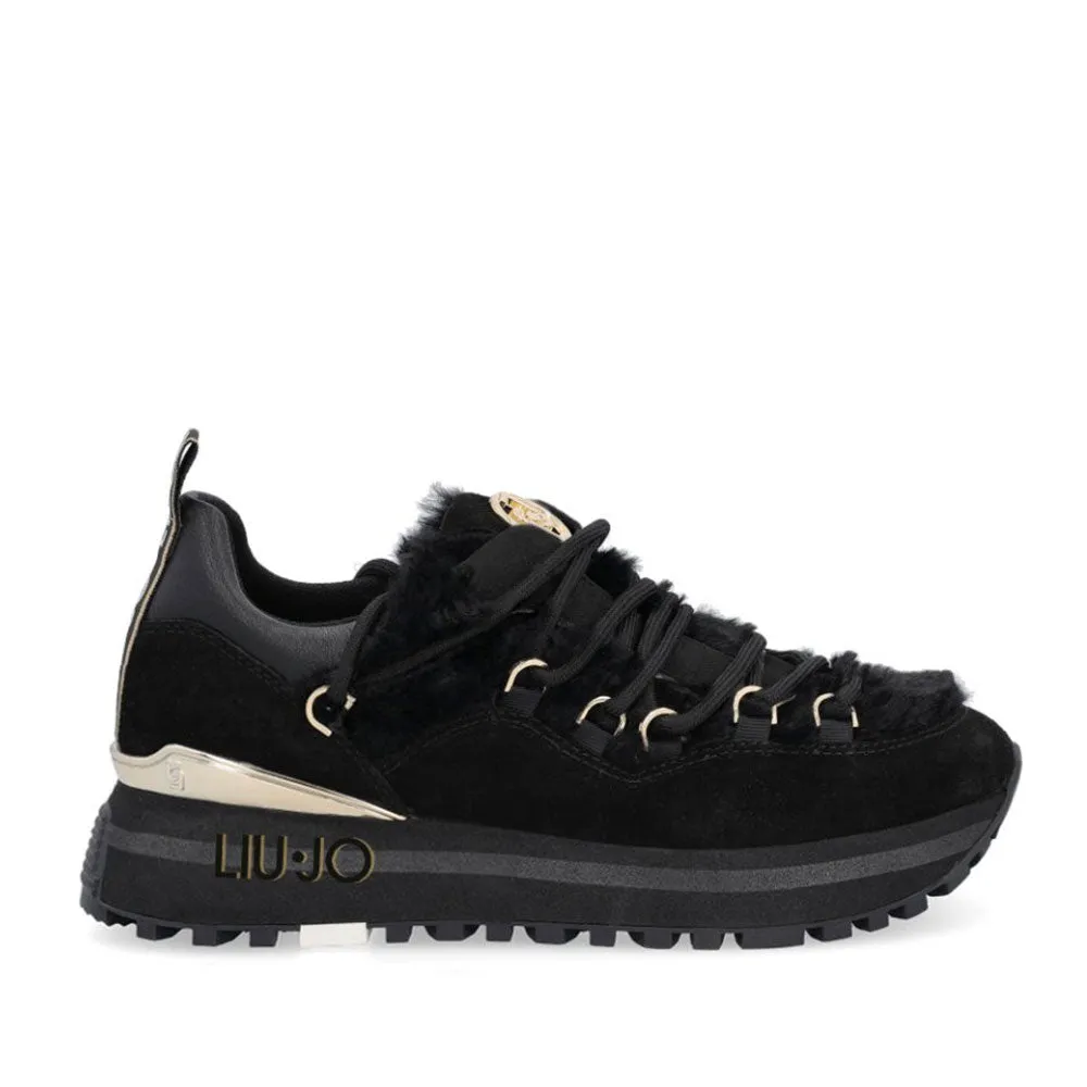 Scarpe Donna LIU JO Sneakers Maxi Wonder 17 in Suede e Eco Fur colore Nero