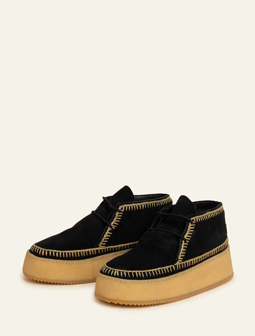 Shenje Platform Chukka Boots Black Latte