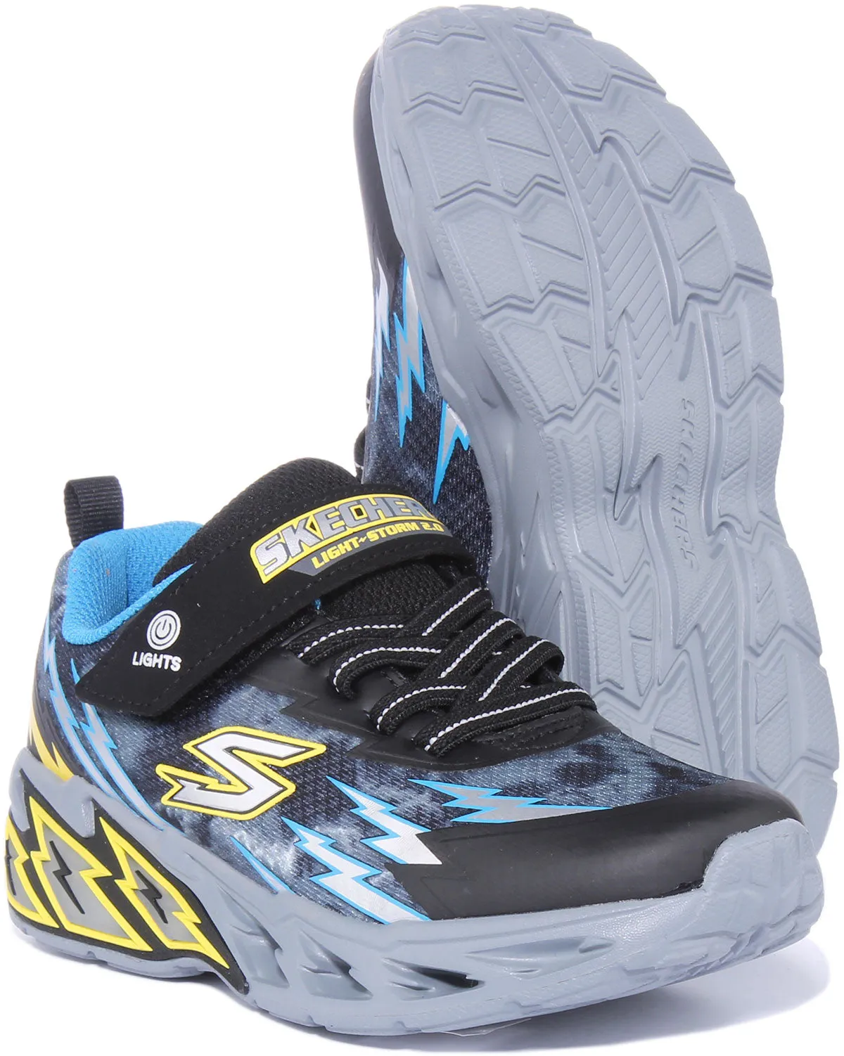 Skechers Light Storm 2.0 In Grey Black For Kids