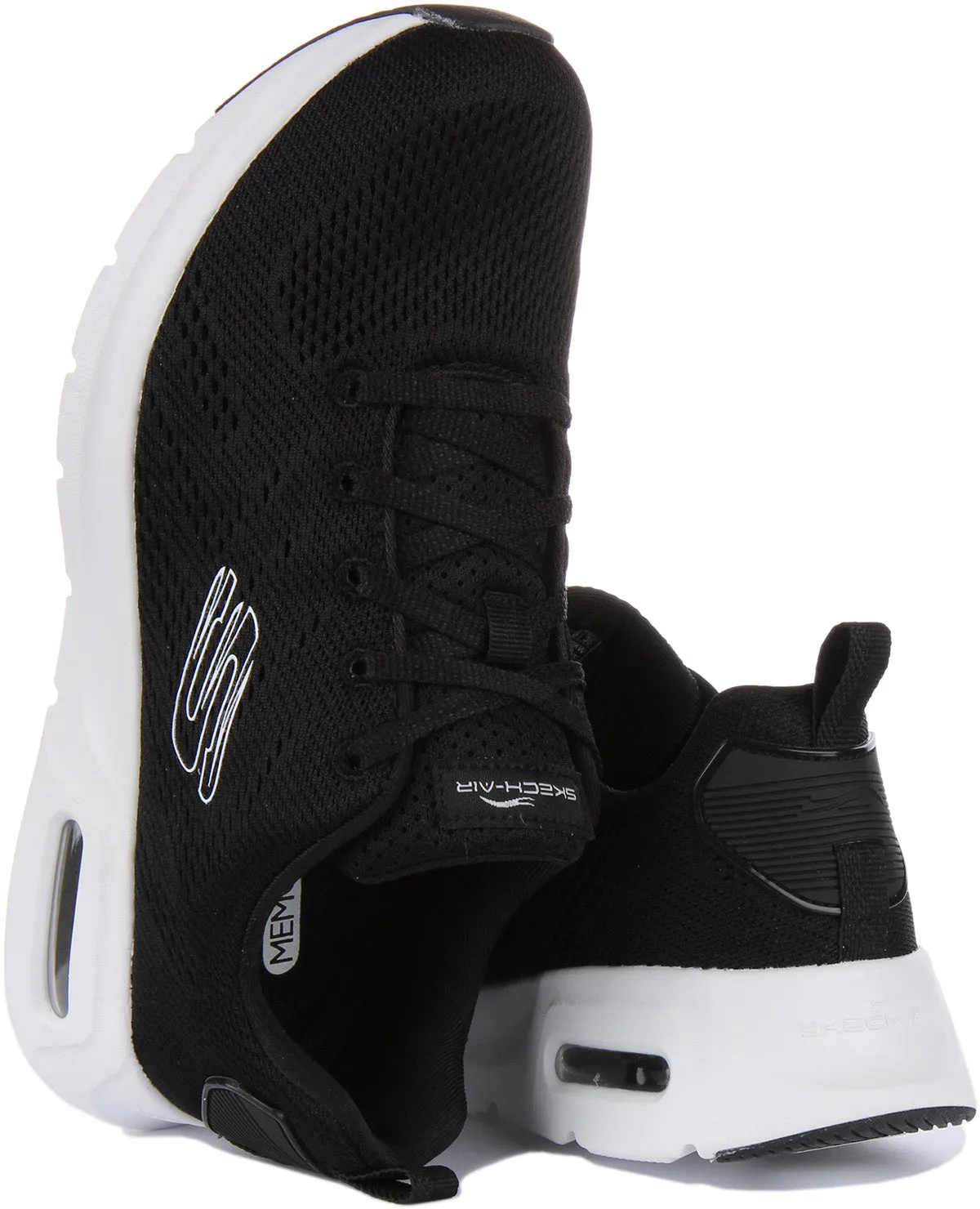 Skechers Skech Air Court In Black White For Women