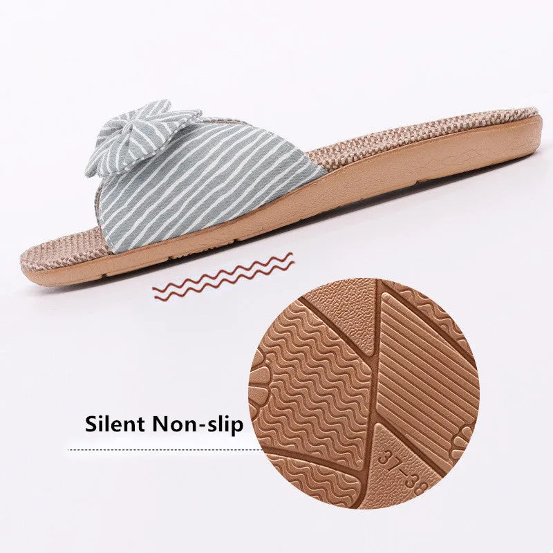 SUI-HYUNG  Casual Flax Summer Beach Sandals with Bow Accent - Variety Colors