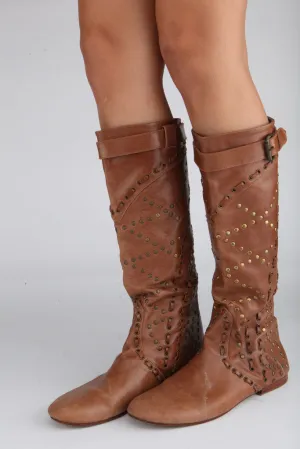 Tan Studded NATASHA Boots