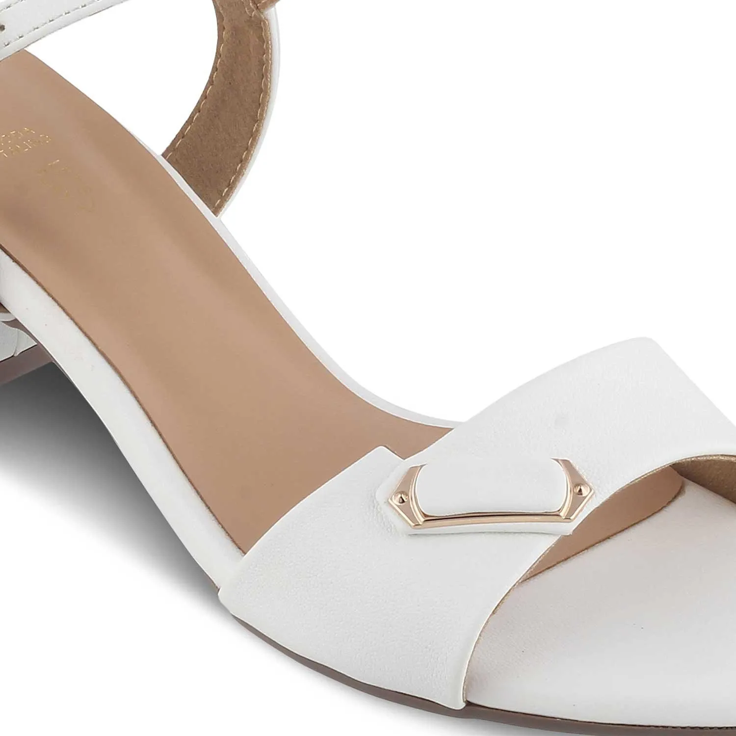 The Maui White Women's Dress Block Heel Sandals Tresmode