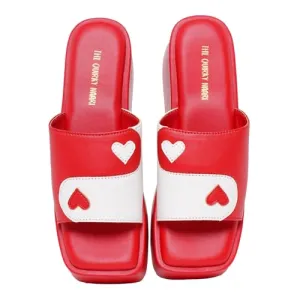 THE QUIRKY NAARI Yin Yang Platforms in Passionate Kiss Me Red Color