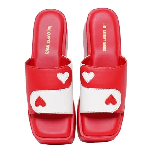 THE QUIRKY NAARI Yin Yang Platforms in Passionate Kiss Me Red Color