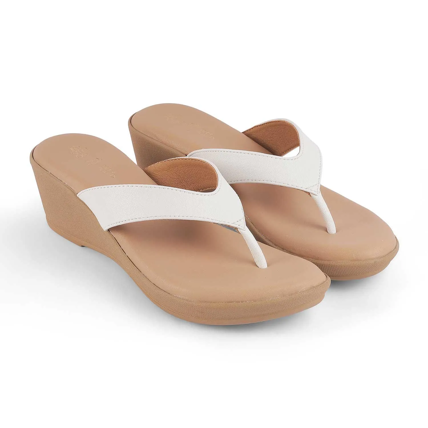 Tresmode Terni White Women's Casual Wedge Sandals