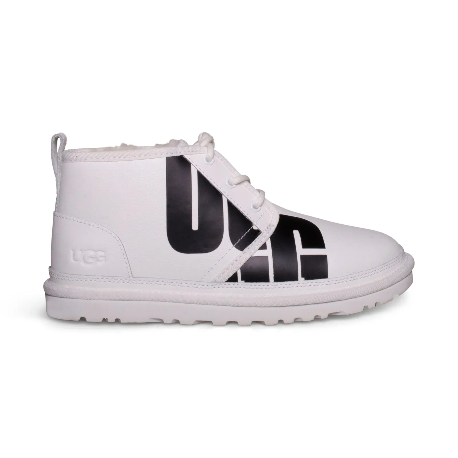 UGG Neumel Chopd Pebbled White Leather Boots - Women's