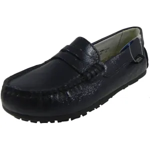 Umi Boy?ÇÖs & Girl?ÇÖs Morie Patent Leather Classic Slip On Studded Oxford Loafer Shoes Navy