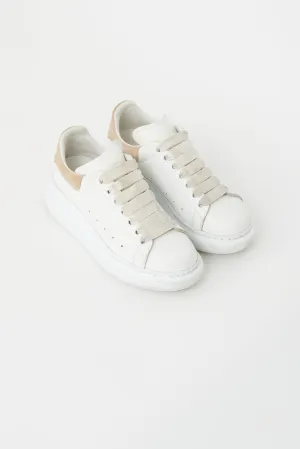 White & Beige Leather Oversized Sneaker