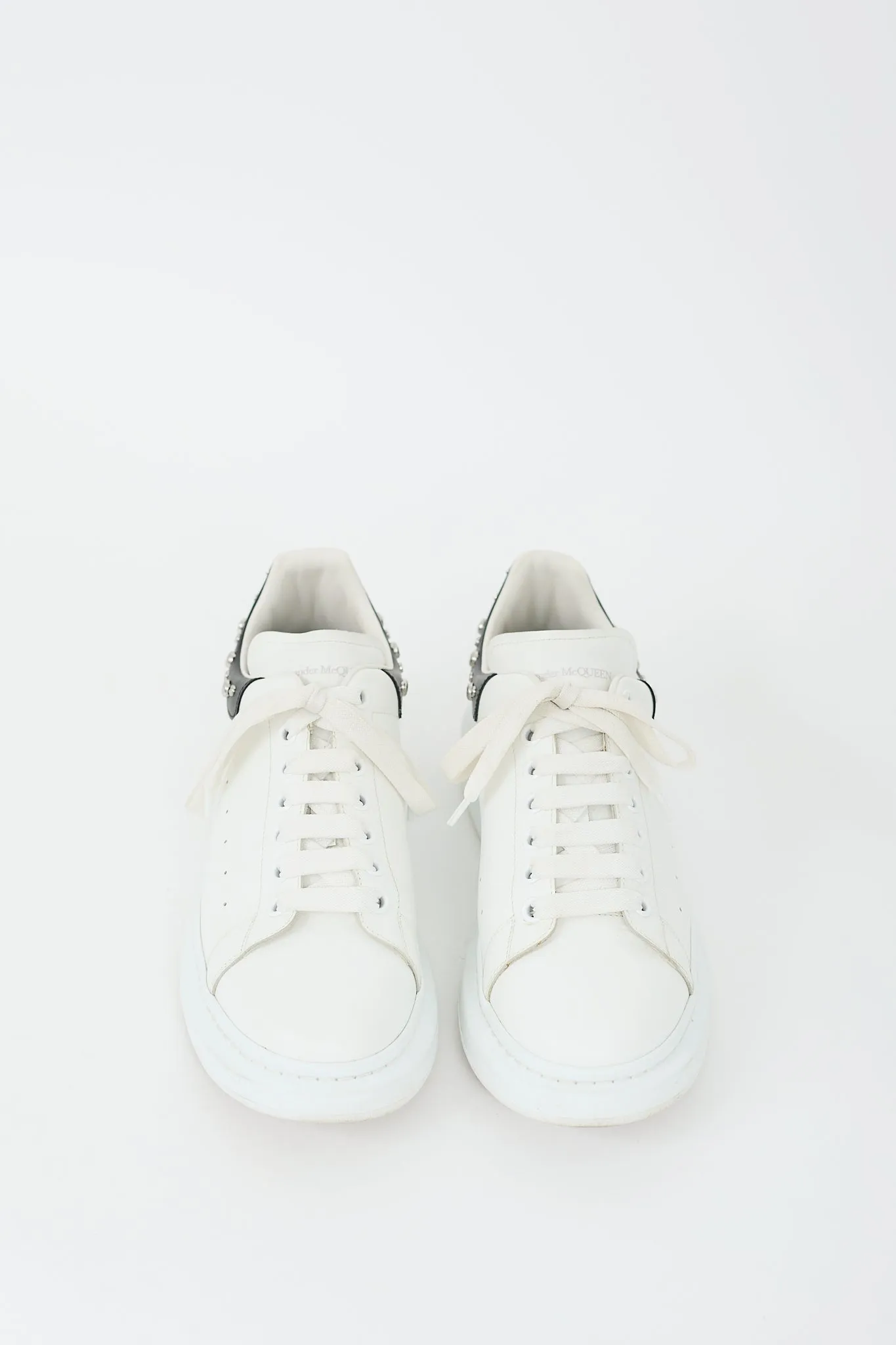 White & Black Leather Studded Oversized Sneaker