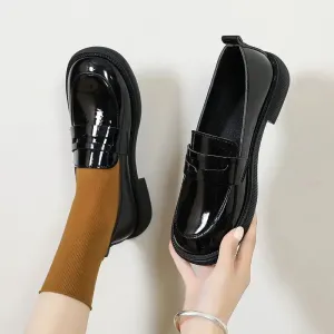 Wjczt Low Heel Elegant Loafers Cute Platform Black Woman Footwear Square Heels Kawaii Round Toe Moccasins Shoes for Women Y2k Popular