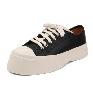 Womens Platform Casual Lace-up Leather Shoes