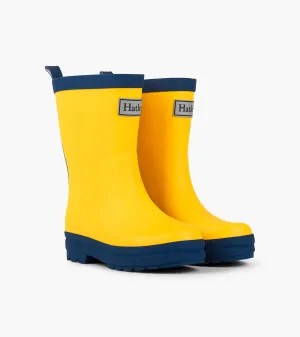 Yellow & Navy Matte Rain Boots